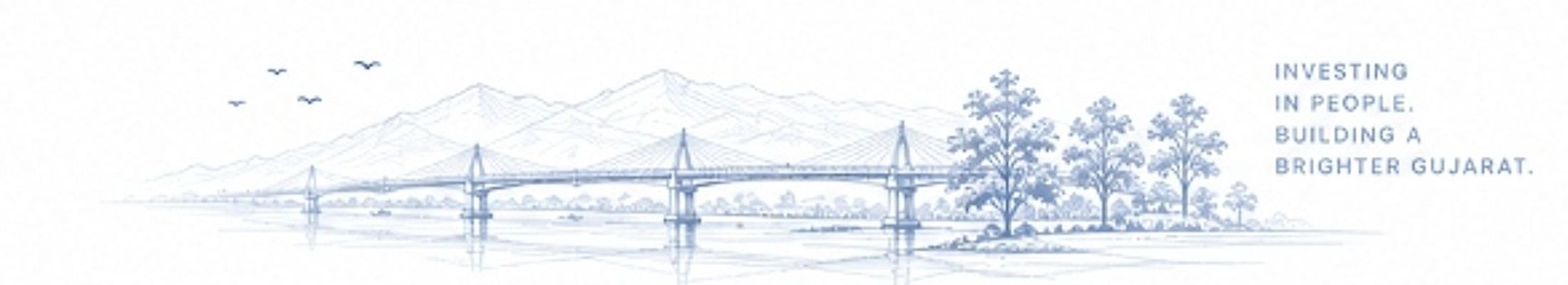 Gujarat River Bridge Landscape Linework